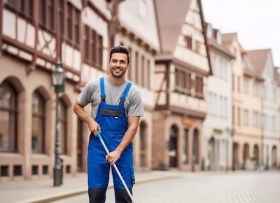 Hausmeister bei der Arbeit