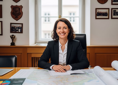 Stadtverwaltung Gebäude mit Fahnen